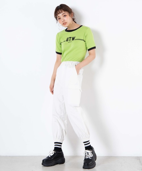 WEGO(ウィゴー)の「WEGO/ロゴリンガーTシャツ(Tシャツ/カットソー・レディース・ホワイト/ライム・FREE)」の8枚目の写真