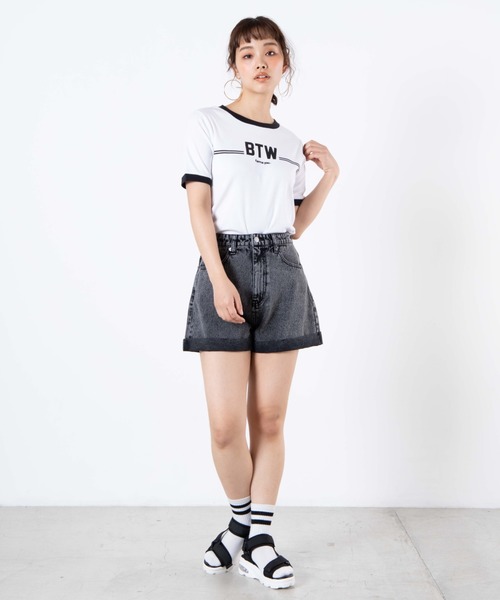 WEGO(ウィゴー)の「WEGO/ロゴリンガーTシャツ(Tシャツ/カットソー・レディース・ホワイト/ライム・FREE)」の3枚目の写真