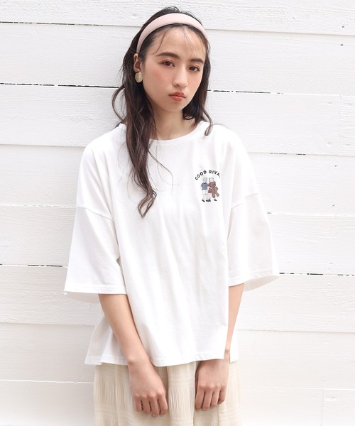 one after another NICE CLAUP（ワンアフターアナザーナイスクラップ）の「アソート刺繍Tシャツ（Tシャツ/カットソー・レディース・ベージュ/パープル/オフホワイト・FREE）」の19枚目の写真