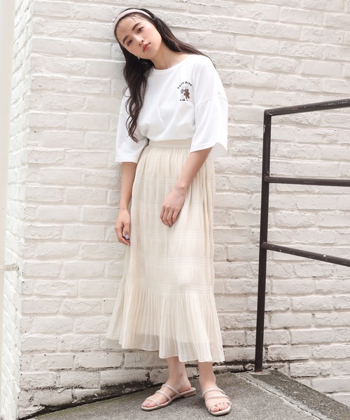 one after another NICE CLAUP（ワンアフターアナザーナイスクラップ）の「アソート刺繍Tシャツ（Tシャツ/カットソー・レディース・ベージュ/パープル/オフホワイト・FREE）」の5枚目の写真