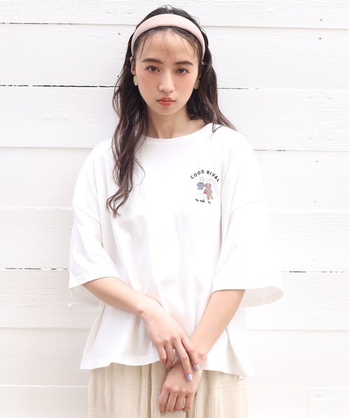 one after another NICE CLAUP（ワンアフターアナザーナイスクラップ）の「アソート刺繍Tシャツ（Tシャツ/カットソー・レディース・ベージュ/パープル/オフホワイト・FREE）」の13枚目の写真