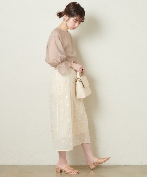 natural couture(ナチュラルクチュール)の「シアーフリルスリーブ3WAYブラウス(シャツ/ブラウス・レディース・オフホワイト/サックスブルー/イエロー/オレンジ/モカ/アイボリー/ピンク・FREE)」の14枚目の写真
