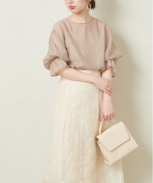 natural couture(ナチュラルクチュール)の「シアーフリルスリーブ3WAYブラウス(シャツ/ブラウス・レディース・オフホワイト/サックスブルー/イエロー/オレンジ/モカ/アイボリー/ピンク・FREE)」の13枚目の写真