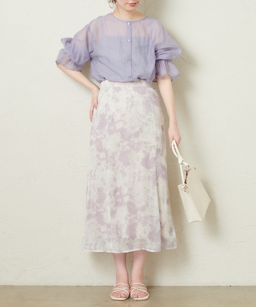 natural couture(ナチュラルクチュール)の「シアーフリルスリーブ3WAYブラウス(シャツ/ブラウス・レディース・オフホワイト/サックスブルー/イエロー/オレンジ/モカ/アイボリー/ピンク・FREE)」の18枚目の写真