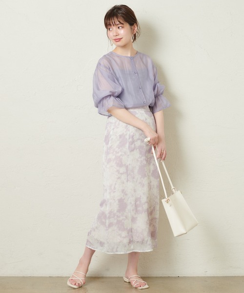 natural couture(ナチュラルクチュール)の「シアーフリルスリーブ3WAYブラウス(シャツ/ブラウス・レディース・オフホワイト/サックスブルー/イエロー/オレンジ/モカ/アイボリー/ピンク・FREE)」の19枚目の写真