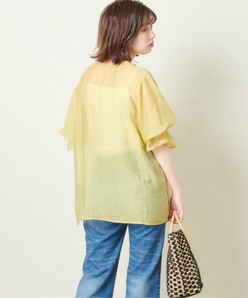 natural couture(ナチュラルクチュール)の「シアーフリルスリーブ3WAYブラウス(シャツ/ブラウス・レディース・オフホワイト/サックスブルー/イエロー/オレンジ/モカ/アイボリー/ピンク・FREE)」の22枚目の写真