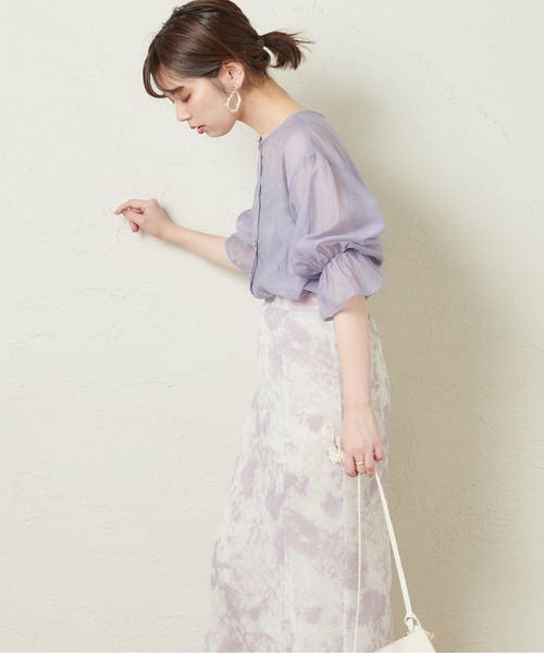 natural couture(ナチュラルクチュール)の「シアーフリルスリーブ3WAYブラウス(シャツ/ブラウス・レディース・オフホワイト/サックスブルー/イエロー/オレンジ/モカ/アイボリー/ピンク・FREE)」の17枚目の写真