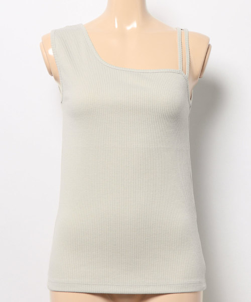 KOBE LETTUCE（コウベレタス）の「前後2wayアシメンメトリーリブタンクトップ（タンクトップ・レディース・ホワイト系その他/モカ/ボルドー/ブラック・FREE）」の2枚目の写真