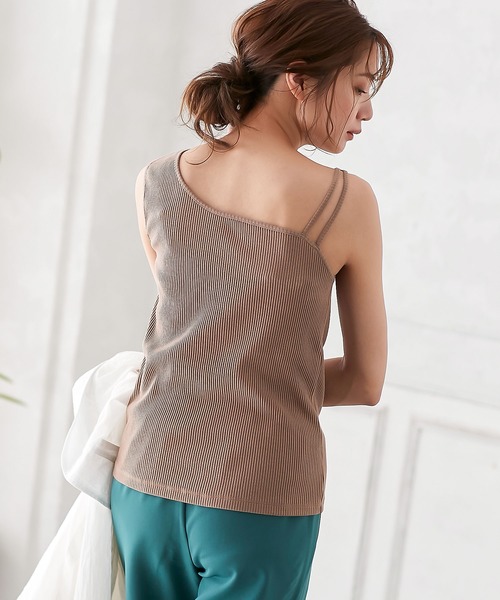 KOBE LETTUCE（コウベレタス）の「前後2wayアシメンメトリーリブタンクトップ（タンクトップ・レディース・ホワイト系その他/モカ/ボルドー/ブラック・FREE）」の3枚目の写真