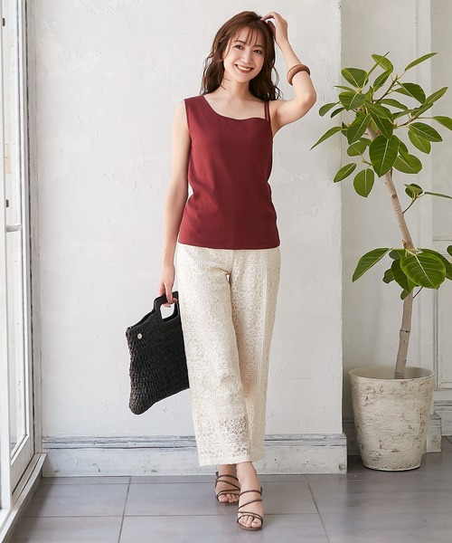 KOBE LETTUCE（コウベレタス）の「前後2wayアシメンメトリーリブタンクトップ（タンクトップ・レディース・ホワイト系その他/モカ/ボルドー/ブラック・FREE）」の9枚目の写真