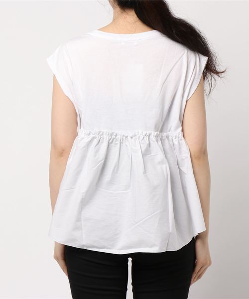 LOWRYS FARM(ローリーズファーム)の「フハクキリカエフレンチスリーブ 892690(Tシャツ/カットソー・レディース・ブラック/オフホワイト/カーキ・FREE)」の5枚目の写真