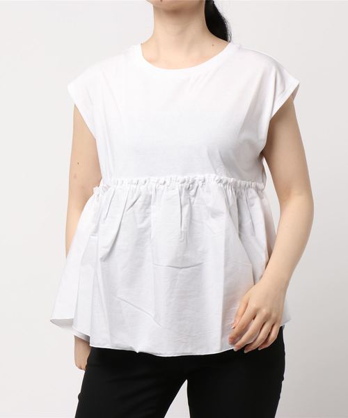 LOWRYS FARM(ローリーズファーム)の「フハクキリカエフレンチスリーブ 892690(Tシャツ/カットソー・レディース・ブラック/オフホワイト/カーキ・FREE)」の20枚目の写真