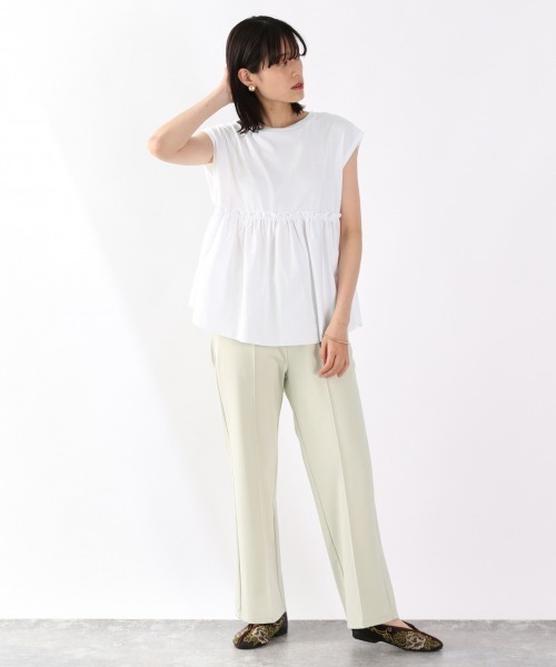 LOWRYS FARM(ローリーズファーム)の「フハクキリカエフレンチスリーブ 892690(Tシャツ/カットソー・レディース・ブラック/オフホワイト/カーキ・FREE)」の6枚目の写真