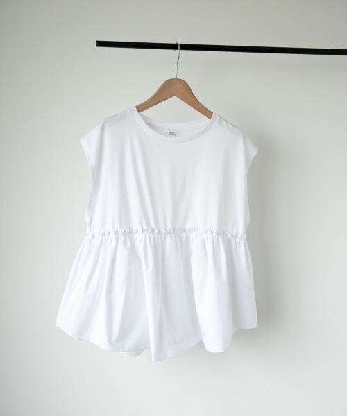 LOWRYS FARM(ローリーズファーム)の「フハクキリカエフレンチスリーブ 892690(Tシャツ/カットソー・レディース・ブラック/オフホワイト/カーキ・FREE)」の9枚目の写真