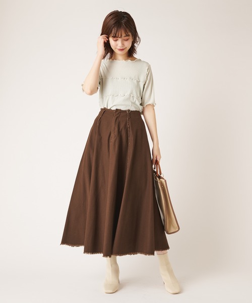 natural couture(ナチュラルクチュール)の「シャリとテレコ配色メローT(Tシャツ/カットソー・レディース・ブラック/ライトベージュ/グレイッシュベージュ/ミント・FREE)」の11枚目の写真
