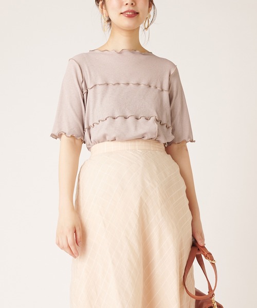natural couture(ナチュラルクチュール)の「シャリとテレコ配色メローT(Tシャツ/カットソー・レディース・ブラック/ライトベージュ/グレイッシュベージュ/ミント・FREE)」の16枚目の写真