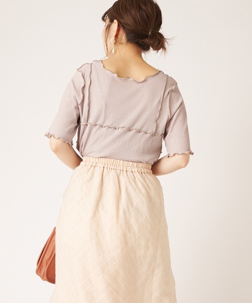 natural couture(ナチュラルクチュール)の「シャリとテレコ配色メローT(Tシャツ/カットソー・レディース・ブラック/ライトベージュ/グレイッシュベージュ/ミント・FREE)」の15枚目の写真
