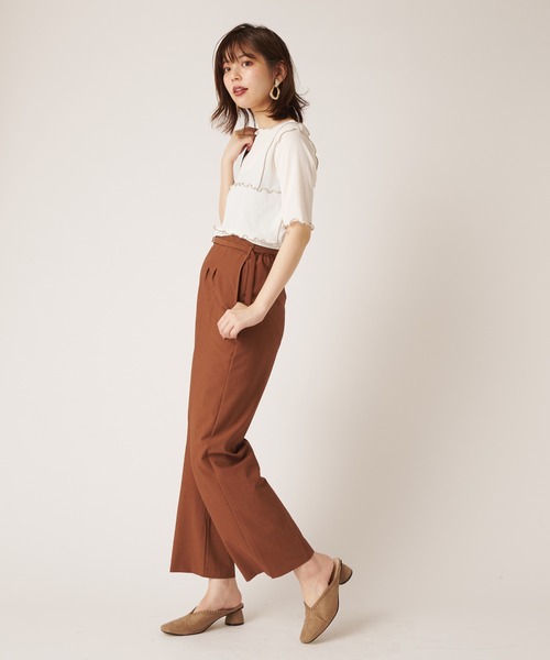 natural couture(ナチュラルクチュール)の「シャリとテレコ配色メローT(Tシャツ/カットソー・レディース・ブラック/ライトベージュ/グレイッシュベージュ/ミント・FREE)」の19枚目の写真