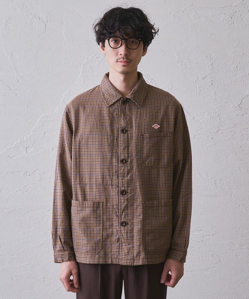 美品 DANTON ダントン コットンポプリンチェックシャツジャケット DANTON ダントン コットンポプリンチェックシャツジャケット