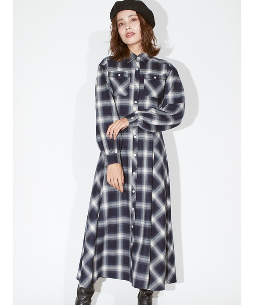 DRWCYS（ドロシーズ）の「オンブレーチェックシャツワンピース