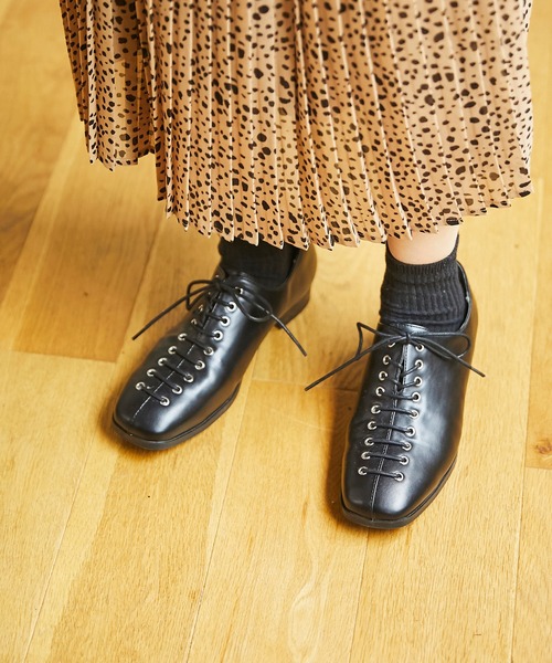 WEGO（ウィゴー）の「WEGO/レースアップスクエアトゥシューズ（ドレスシューズ・レディース・ブラック/オフホワイト・MEDIUM/LARGE）」の15枚目の写真