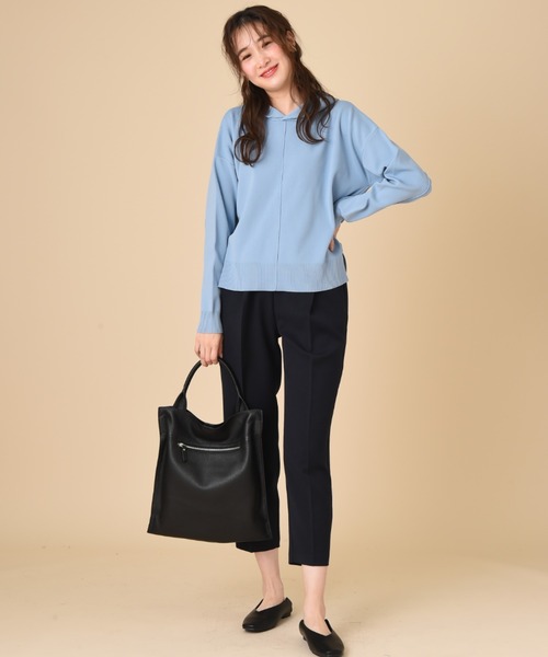 INTERPLANET(インタープラネット)の「ミディツイルテーパードパンツ(その他パンツ・レディース・ネイビー/オフホワイト/ラベンダー・FREE)」の9枚目の写真