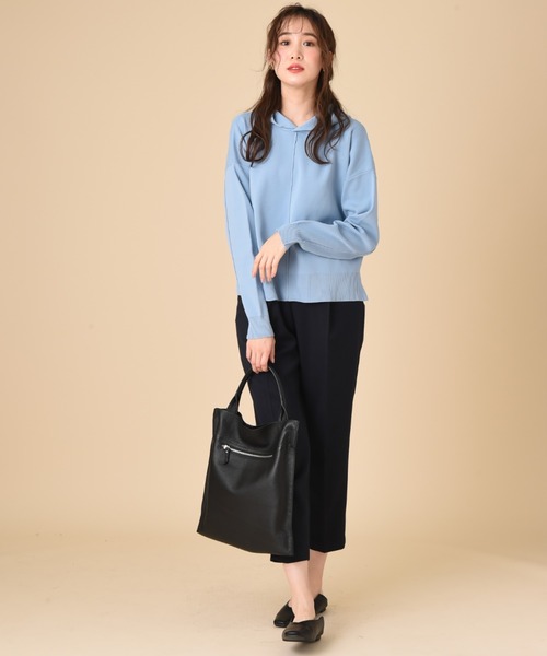 INTERPLANET(インタープラネット)の「ミディツイルテーパードパンツ(その他パンツ・レディース・ネイビー/オフホワイト/ラベンダー・FREE)」の10枚目の写真