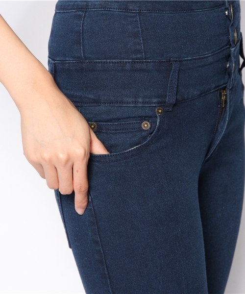 WEGO（ウィゴー）の「WEGO/前ボタンハイウエストスキニーデニムパンツ（デニムパンツ・レディース・ブルー/ネイビー・MEDIUM/SMALL）」の11枚目の写真