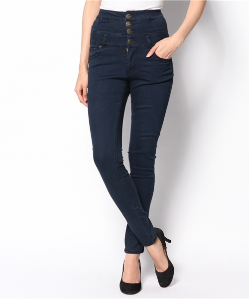 WEGO（ウィゴー）の「WEGO/前ボタンハイウエストスキニーデニムパンツ（デニムパンツ・レディース・ブルー/ネイビー・MEDIUM/SMALL）」の12枚目の写真