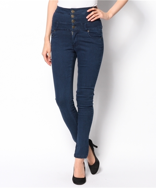 WEGO（ウィゴー）の「WEGO/前ボタンハイウエストスキニーデニムパンツ（デニムパンツ・レディース・ブルー/ネイビー・MEDIUM/SMALL）」の13枚目の写真