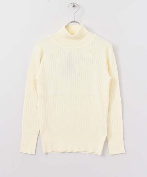 ARCHI アーキ　リブ　タートル　ニット　ホワイト ARCHI アーキ リブ タートル ニット ホワイト シアーリブ