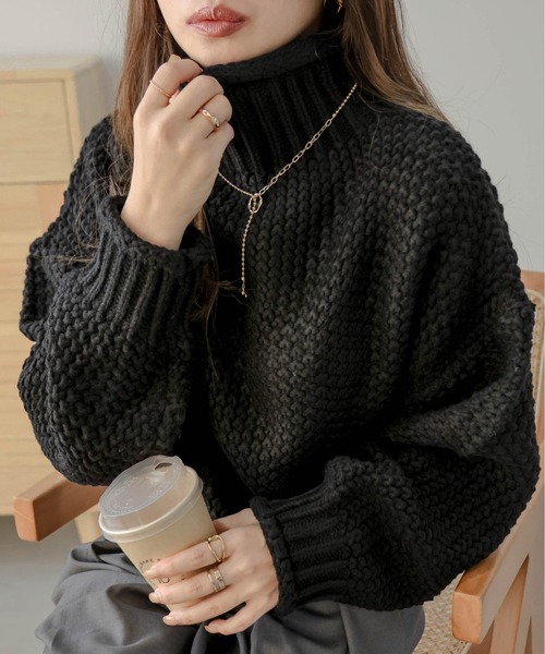 La-gemme（ラジェム）の「ハイネックニットトップス（ニット/セーター・レディース・ブラック/ベージュ/ブラウン/ピンク系その他/ライトブラウン/カーキ・M/L）」の9枚目の写真