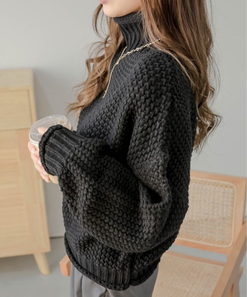 La-gemme（ラジェム）の「ハイネックニットトップス（ニット/セーター・レディース・ブラック/ベージュ/ブラウン/ピンク系その他/ライトブラウン/カーキ・M/L）」の16枚目の写真