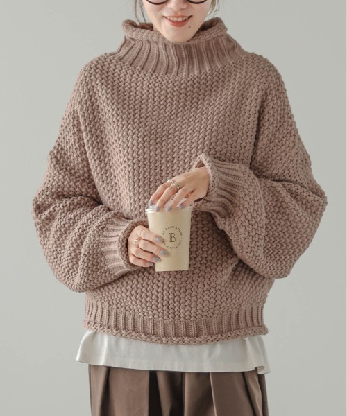 La-gemme（ラジェム）の「ハイネックニットトップス（ニット/セーター・レディース・ブラック/ベージュ/ブラウン/ピンク系その他/ライトブラウン/カーキ・M/L）」の22枚目の写真