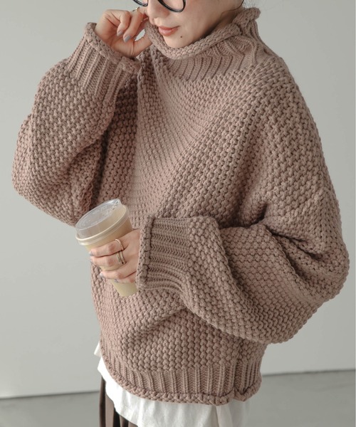 La-gemme（ラジェム）の「ハイネックニットトップス（ニット/セーター・レディース・ブラック/ベージュ/ブラウン/ピンク系その他/ライトブラウン/カーキ・M/L）」の14枚目の写真