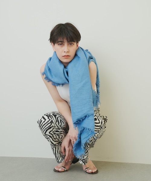 ASAUCE MELER（アソースメレ）の「【ASAUCE MELER】別注ベルギーリネンフリンジストール（ストール/ショール・レディース・グレー系その他/ライトカーキ/ライトブルー/ピンクベージュ・FREE）」の19枚目の写真