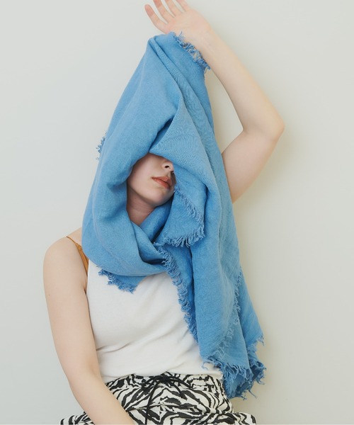 ASAUCE MELER（アソースメレ）の「【ASAUCE MELER】別注ベルギーリネンフリンジストール（ストール/ショール・レディース・グレー系その他/ライトカーキ/ライトブルー/ピンクベージュ・FREE）」の6枚目の写真