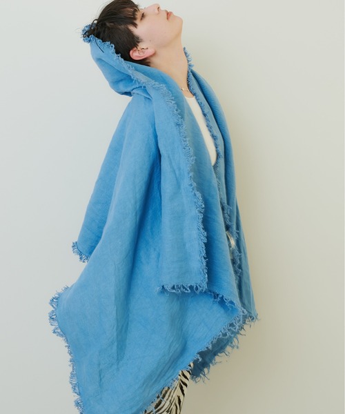 ASAUCE MELER（アソースメレ）の「【ASAUCE MELER】別注ベルギーリネンフリンジストール（ストール/ショール・レディース・グレー系その他/ライトカーキ/ライトブルー/ピンクベージュ・FREE）」の5枚目の写真