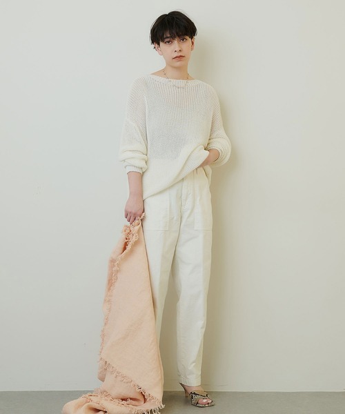 ASAUCE MELER（アソースメレ）の「【ASAUCE MELER】別注ベルギーリネンフリンジストール（ストール/ショール・レディース・グレー系その他/ライトカーキ/ライトブルー/ピンクベージュ・FREE）」の20枚目の写真