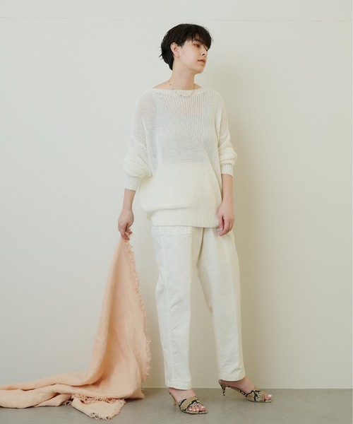 ASAUCE MELER（アソースメレ）の「【ASAUCE MELER】別注ベルギーリネンフリンジストール（ストール/ショール・レディース・グレー系その他/ライトカーキ/ライトブルー/ピンクベージュ・FREE）」の7枚目の写真