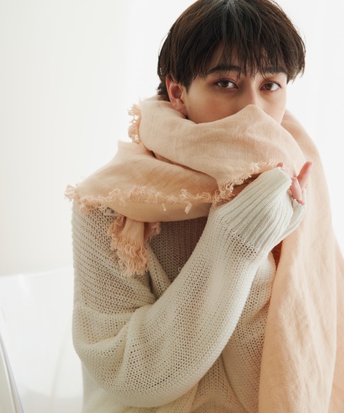 ASAUCE MELER（アソースメレ）の「【ASAUCE MELER】別注ベルギーリネンフリンジストール（ストール/ショール・レディース・グレー系その他/ライトカーキ/ライトブルー/ピンクベージュ・FREE）」の15枚目の写真