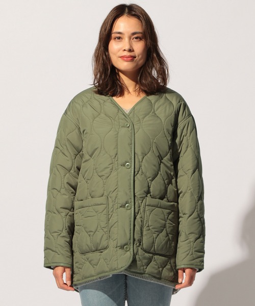 BAYFLOW(ベイフロー)の「Vネックキルトジャケット(その他アウター・レディース・ブラック/オフホワイト/カーキ・SMALL/MEDIUM)」の12枚目の写真