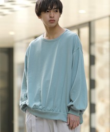 Beno | ライト裏毛 サイドジップ スリット バルーンスリーブ ルーズシルエット トレーナー(スウェット)