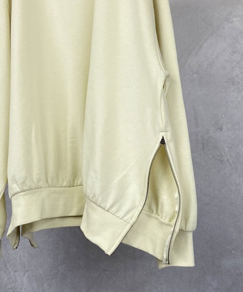 Beno（ビーノ）の「ライト裏毛 サイドジップ スリット バルーンスリーブ ルーズシルエット トレーナー（スウェット・メンズ・ラベンダー/アイボリー/ブラック/ピンクベージュ/ライトグリーン/コーラルピンク・M/L）」の15枚目の写真