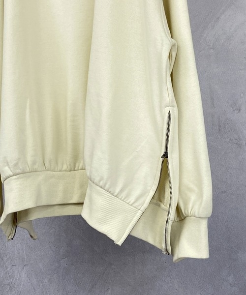 Beno（ビーノ）の「ライト裏毛 サイドジップ スリット バルーンスリーブ ルーズシルエット トレーナー（スウェット・メンズ・ラベンダー/アイボリー/ブラック/ピンクベージュ/ライトグリーン/コーラルピンク・M/L）」の7枚目の写真