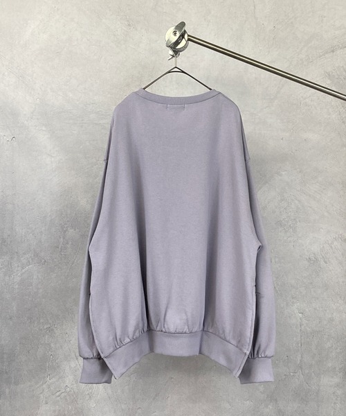 Beno（ビーノ）の「ライト裏毛 サイドジップ スリット バルーンスリーブ ルーズシルエット トレーナー（スウェット・メンズ・ラベンダー/アイボリー/ブラック/ピンクベージュ/ライトグリーン/コーラルピンク・M/L）」の8枚目の写真