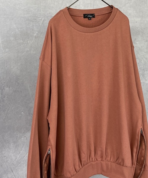 Beno（ビーノ）の「ライト裏毛 サイドジップ スリット バルーンスリーブ ルーズシルエット トレーナー（スウェット・メンズ・ラベンダー/アイボリー/ブラック/ピンクベージュ/ライトグリーン/コーラルピンク・M/L）」の14枚目の写真