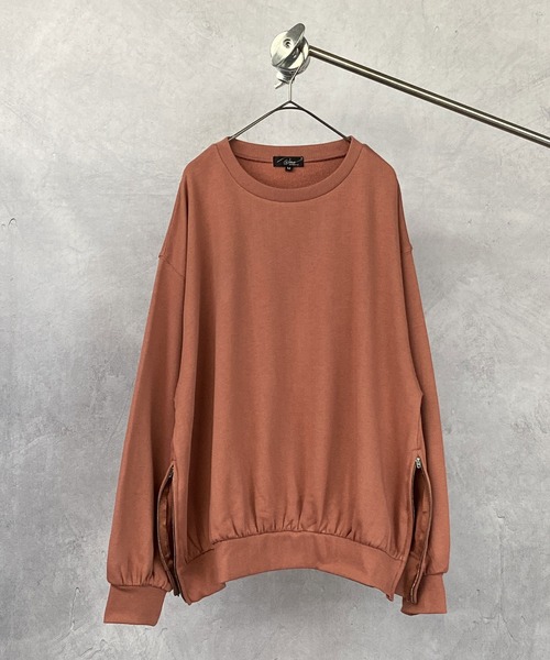 Beno（ビーノ）の「ライト裏毛 サイドジップ スリット バルーンスリーブ ルーズシルエット トレーナー（スウェット・メンズ・ラベンダー/アイボリー/ブラック/ピンクベージュ/ライトグリーン/コーラルピンク・M/L）」の20枚目の写真