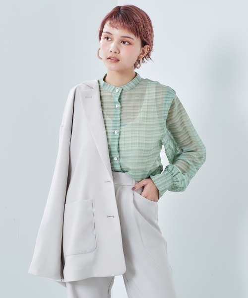 cepo（セポ）の「２ＷＡＹテーラードジャケット　※セットアップ可能（テーラードジャケット・レディース・オフホワイト/ブルー・M）」の2枚目の写真