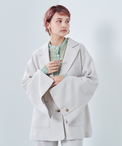 cepo（セポ）の「２ＷＡＹテーラードジャケット　※セットアップ可能（テーラードジャケット・レディース・オフホワイト/ブルー・M）」の16枚目の写真